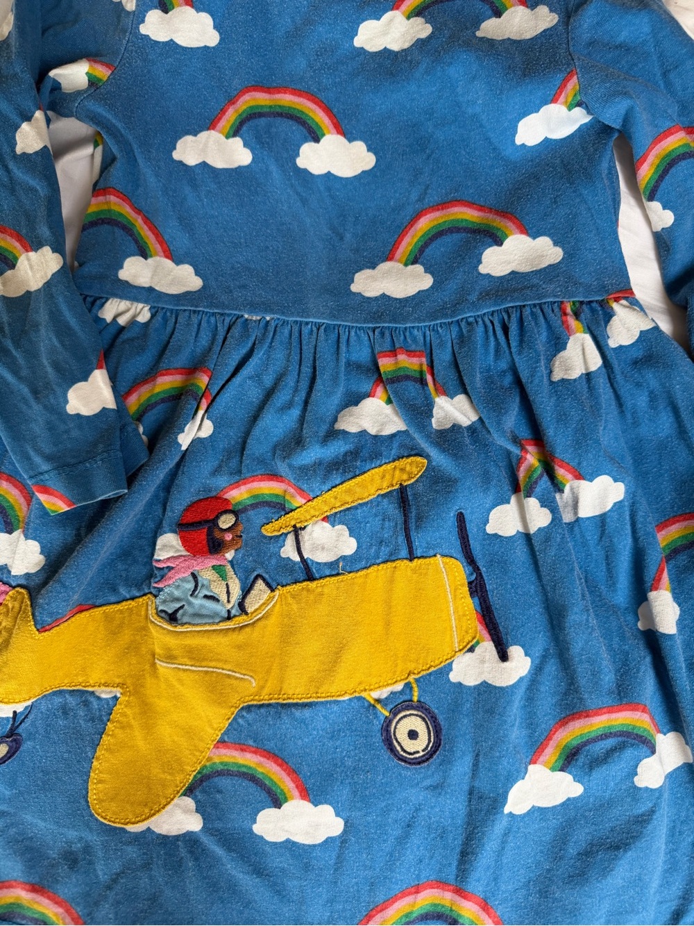 Blue Rainbow & Yellow Plane Girls' Dress